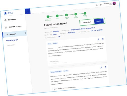 Dashboard zur Prüfungsbereitstellung für Studierende in Acad AI
